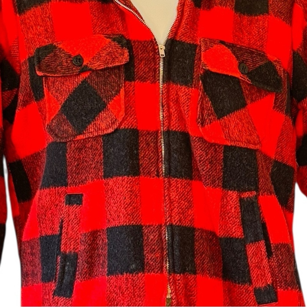 Vintage MacTaggart Wool Buffalo Plaid Sherpa Lined Jacket 4 Pockets Women Medium - Picture 3 of 8